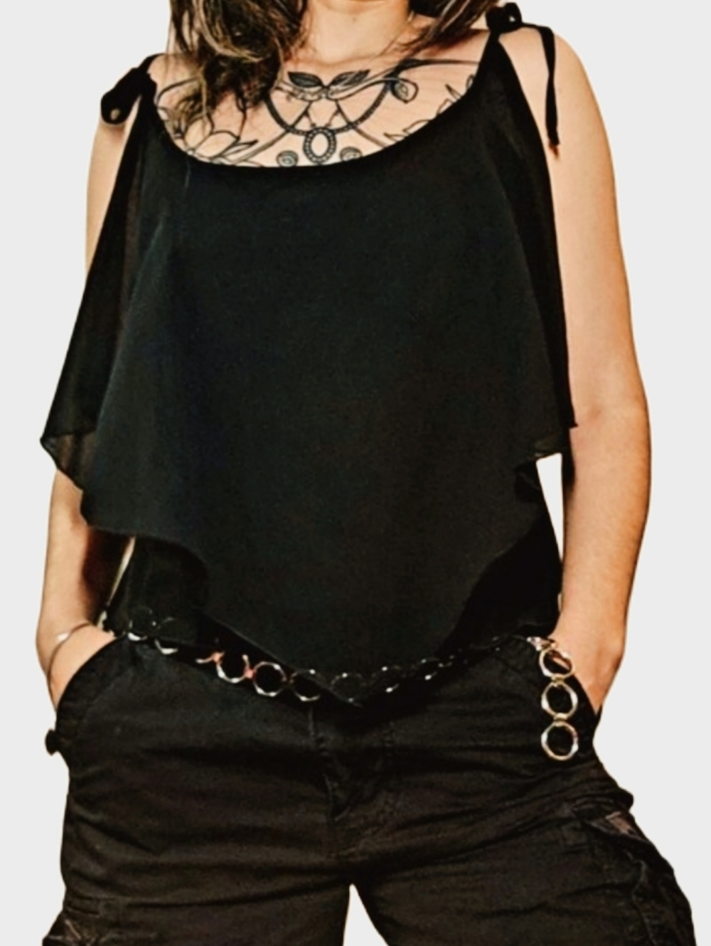 Vintage Y2K Rave Lightweight Chiffon Top !